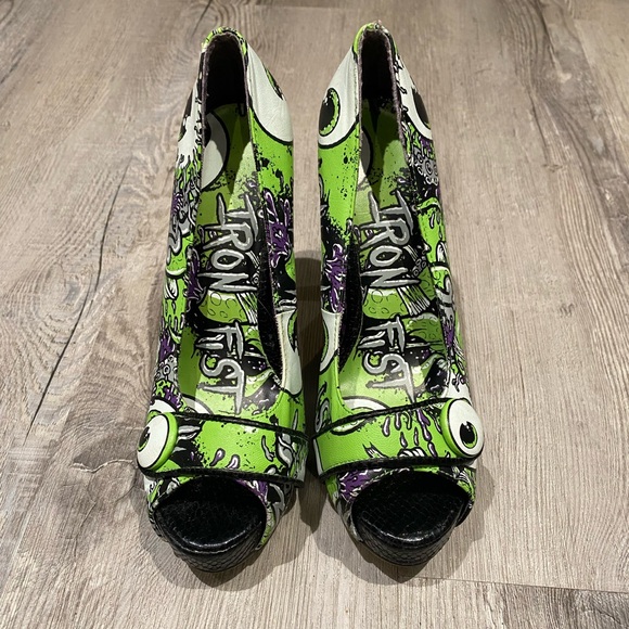 Iron Fist PVC Stiletto High Heels Eyeballs Pattern US 6 - Picture 2 of 6